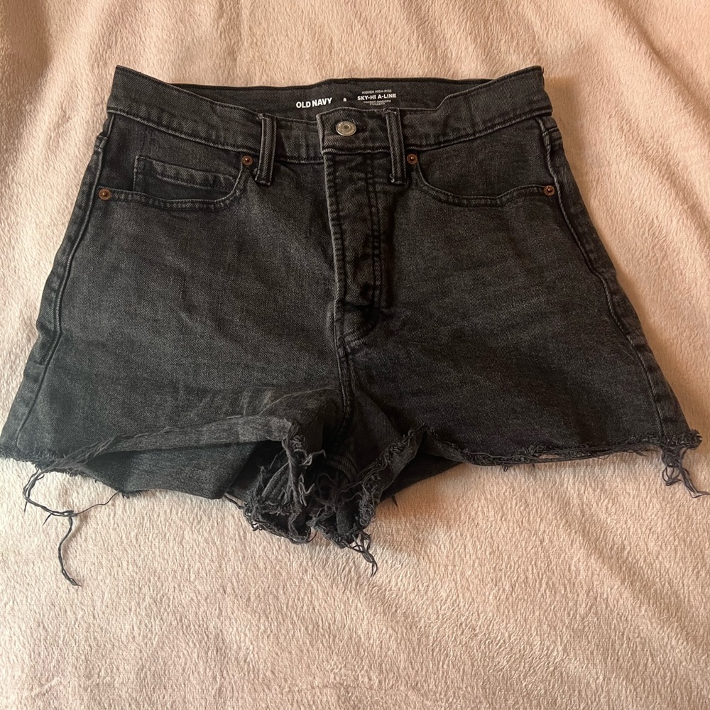 Old Navy Black Raw-Hem Denim Cutoff Shorts